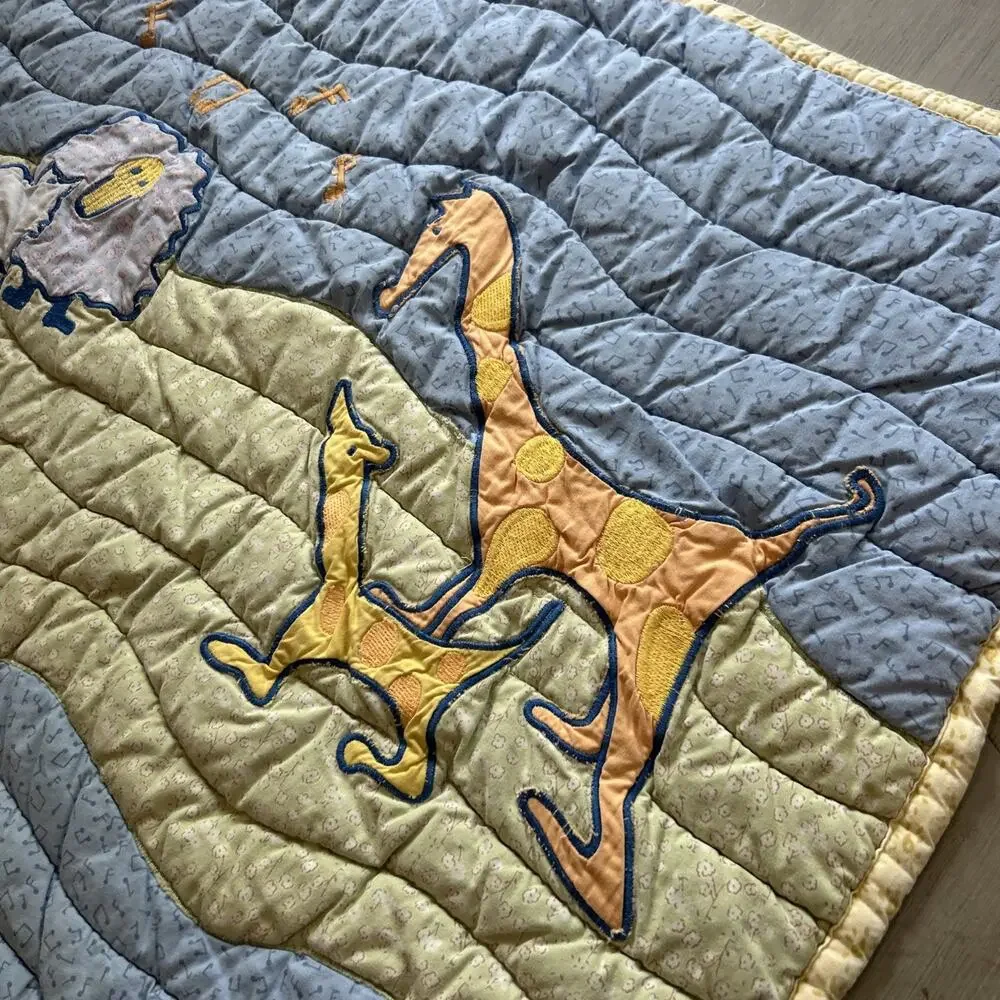Carters John Lennon Animal Musical Parade Baby Crib Blanket Green Blue Safari B